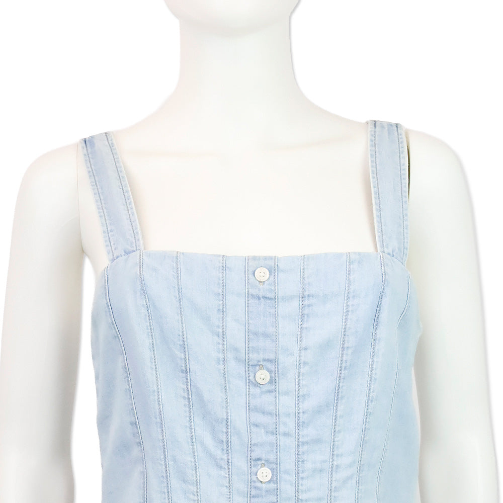Veronica Beard Laura Chambray Pleated Peplum Top