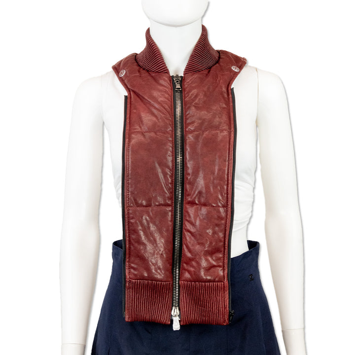 Veronica Beard Red Leather Puffer Dickey