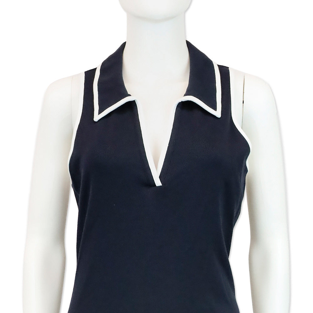 Veronica Beard Navy Darien Polo Midi Dress