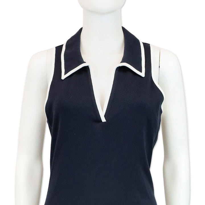 Veronica Beard Navy Darien Polo Midi Dress