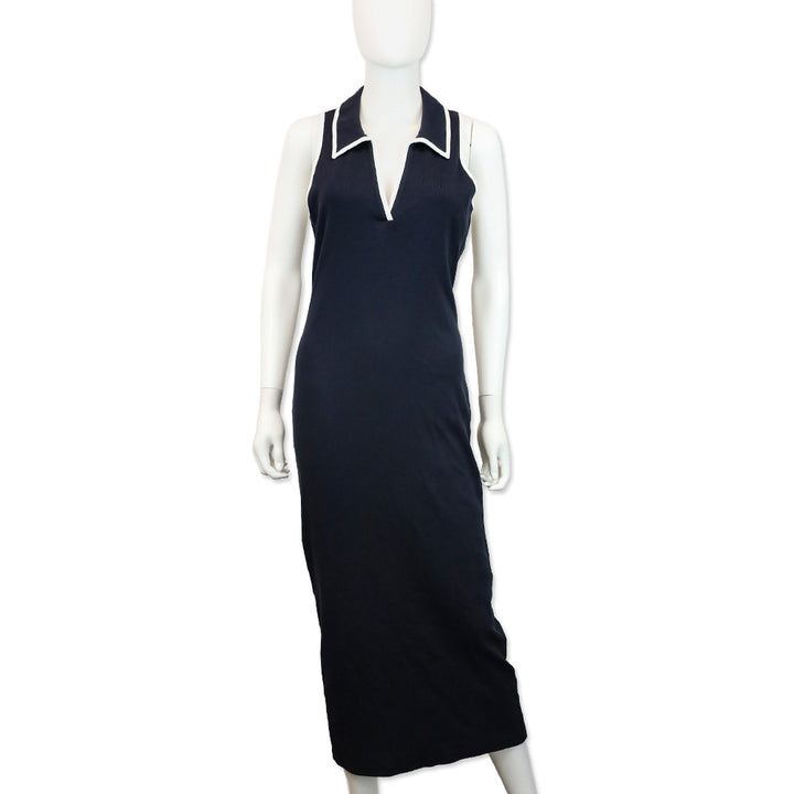 Veronica Beard Navy Darien Polo Midi Dress