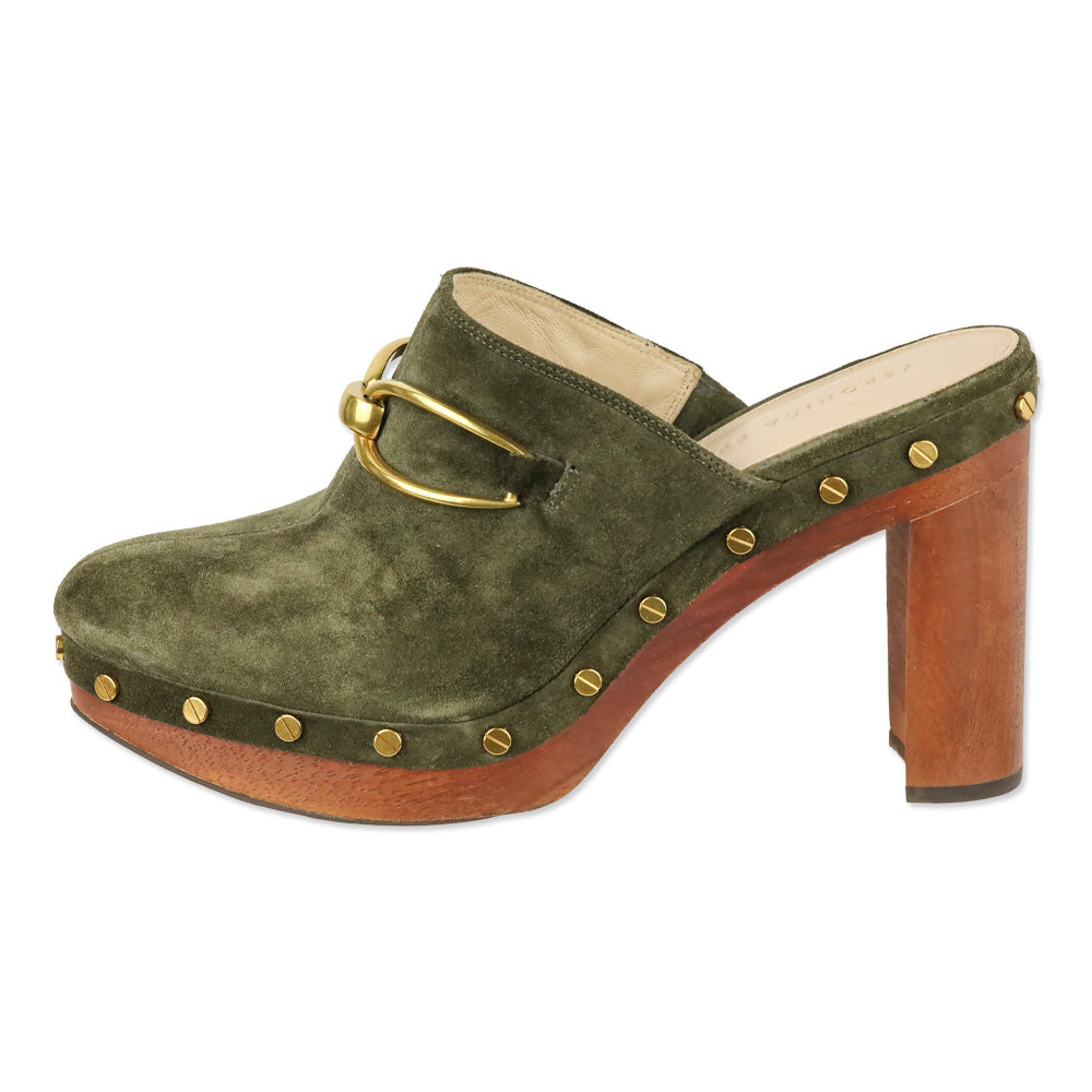 Veronica Beard Olive Green Suede Giles Clog