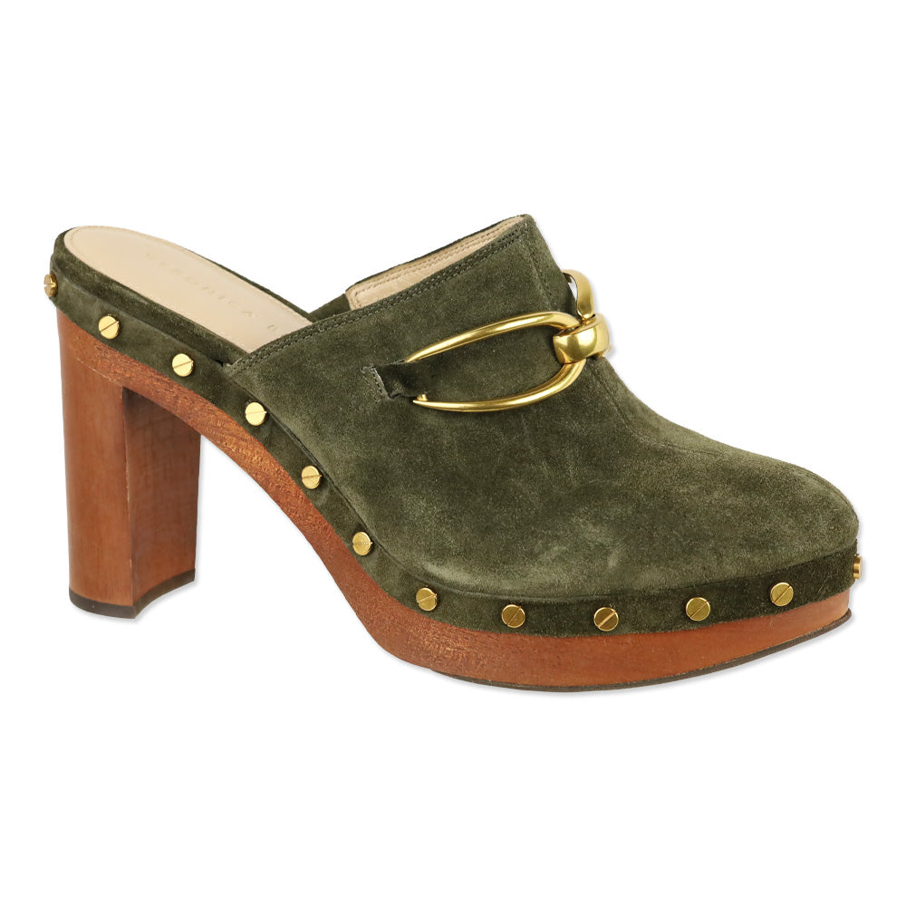 Veronica Beard Olive Green Suede Giles Clog