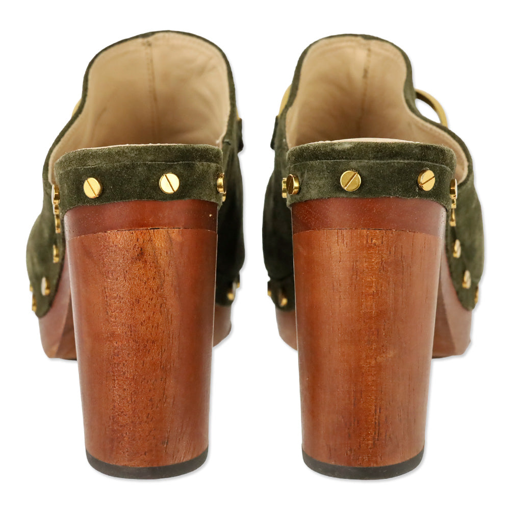 Veronica Beard Olive Green Suede Giles Clog