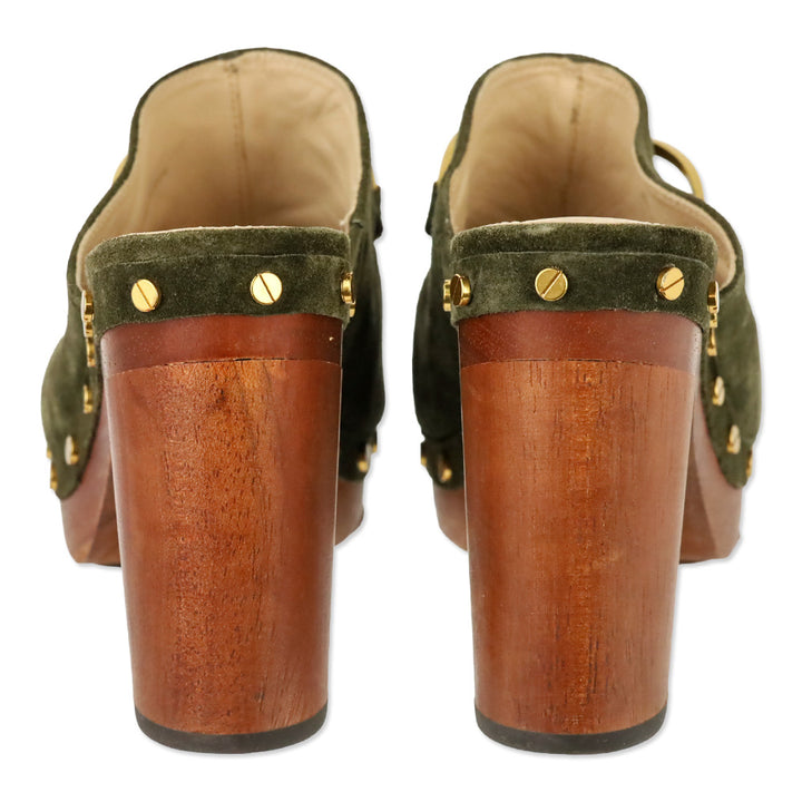 Veronica Beard Olive Green Suede Giles Clog
