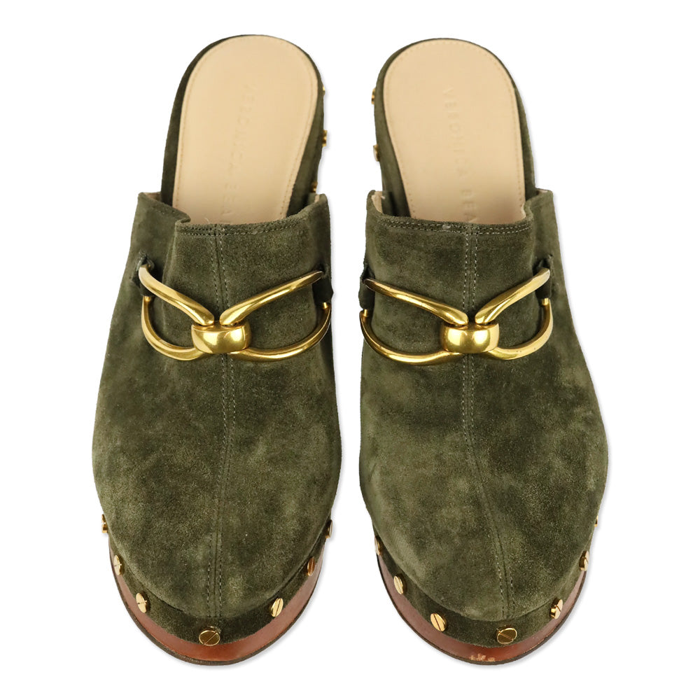 Veronica Beard Olive Green Suede Giles Clog