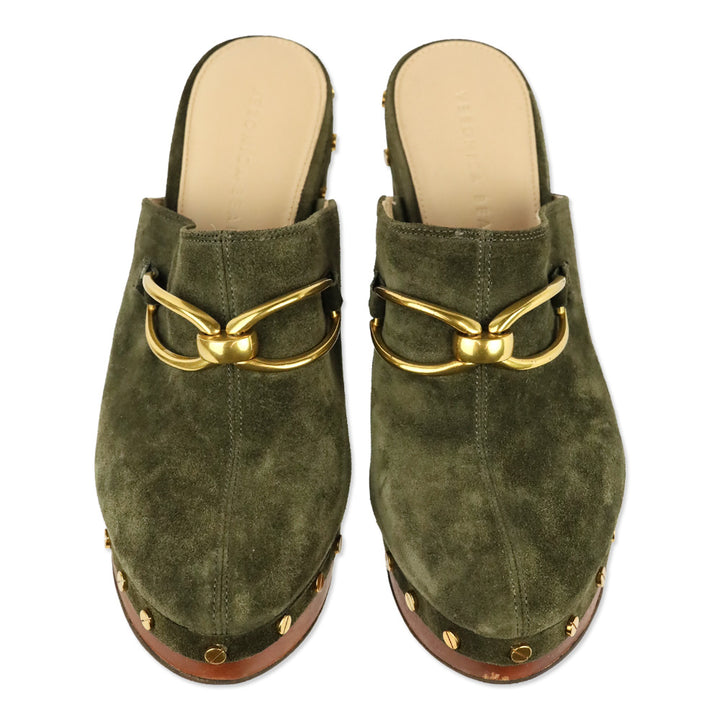 Veronica Beard Olive Green Suede Giles Clog