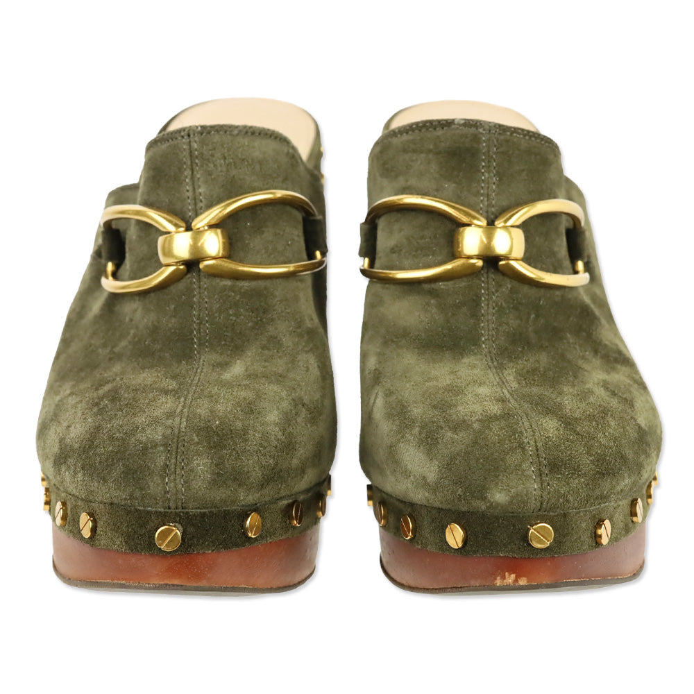 Veronica Beard Olive Green Suede Giles Clog