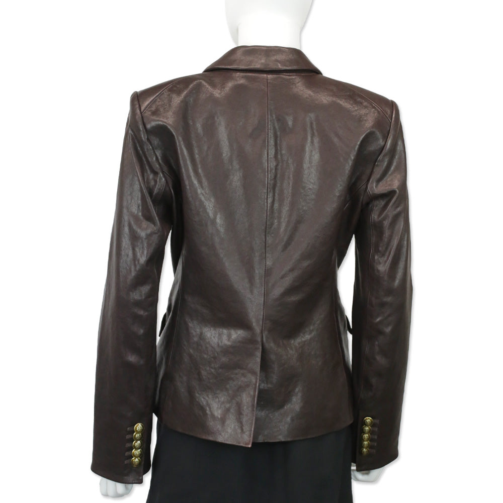 Veronica Beard Oxblood Leather Double-Breasted Gail Dickey Jacket