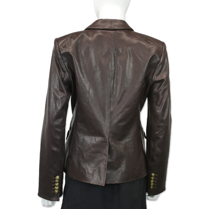 Veronica Beard Oxblood Leather Double-Breasted Gail Dickey Jacket