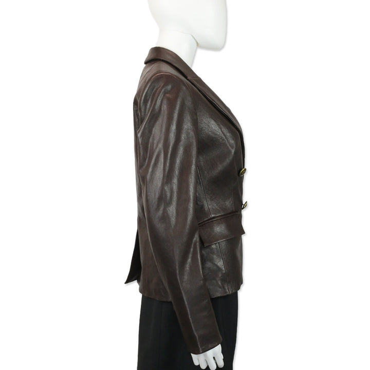 Veronica Beard Oxblood Leather Double-Breasted Gail Dickey Jacket
