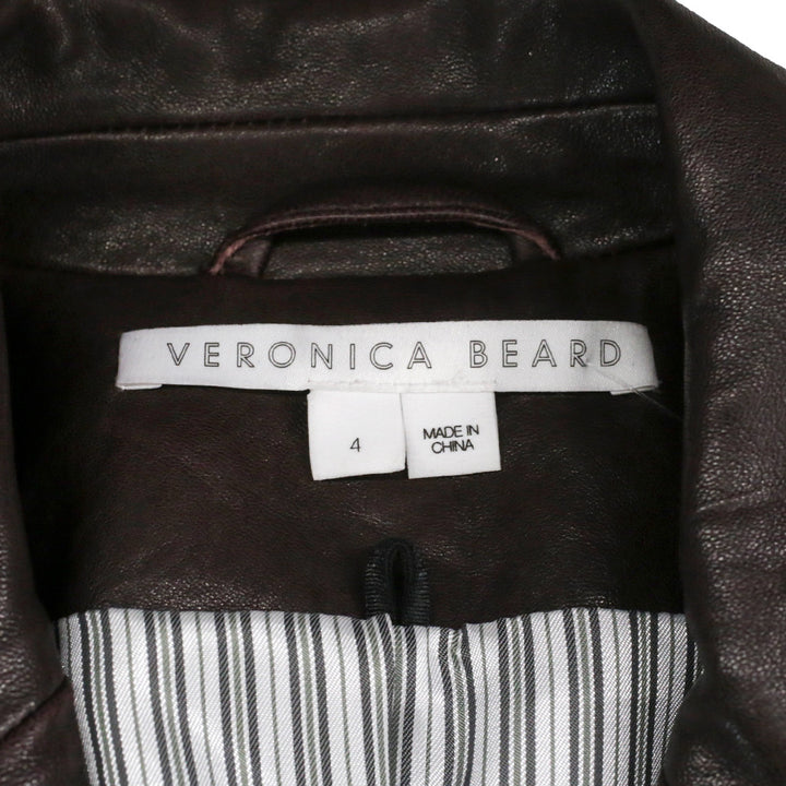 Veronica Beard Oxblood Leather Double-Breasted Gail Dickey Jacket