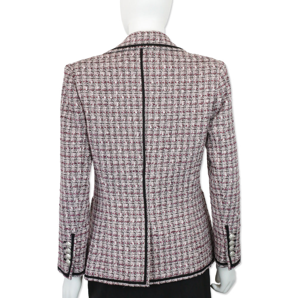 Veronica Beard Pink/Purple Theron Tweed Double-Breasted Dickey Blazer