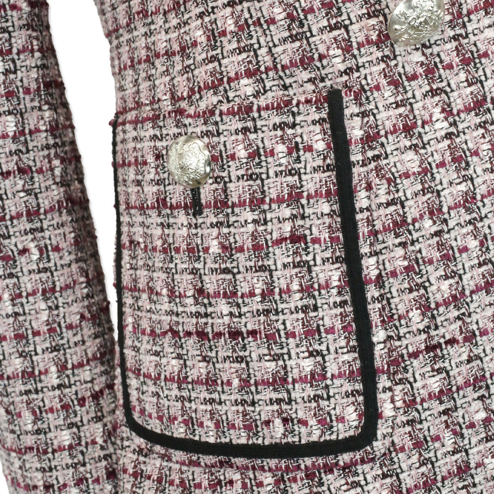 Veronica Beard Pink/Purple Theron Tweed Double-Breasted Dickey Blazer