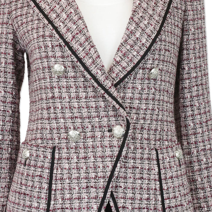Veronica Beard Pink/Purple Theron Tweed Double-Breasted Dickey Blazer