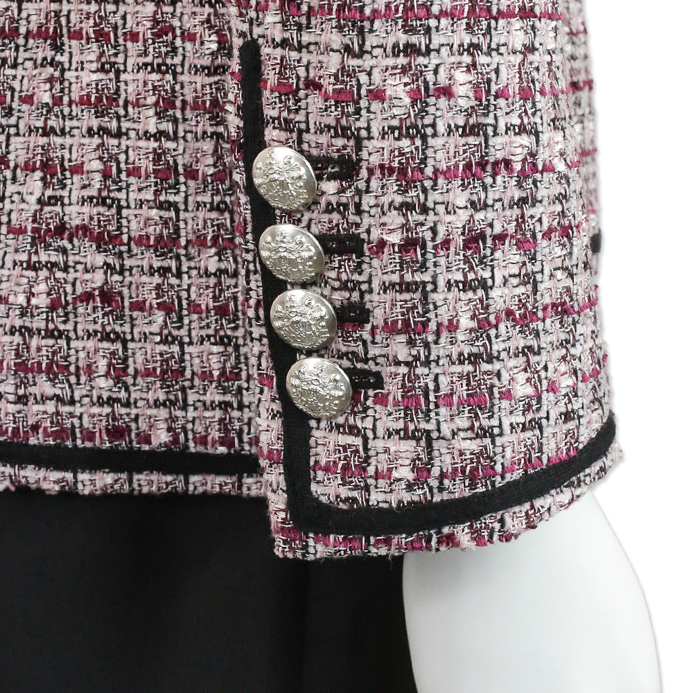 Veronica Beard Pink/Purple Theron Tweed Double-Breasted Dickey Blazer