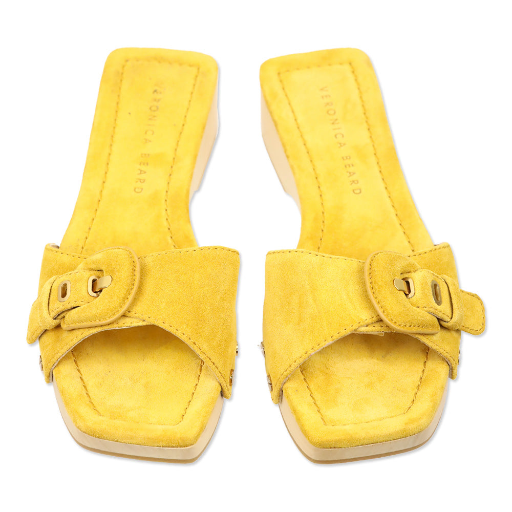 Veronica Beard Saffron Suede Davina Buckle Slide Sandal