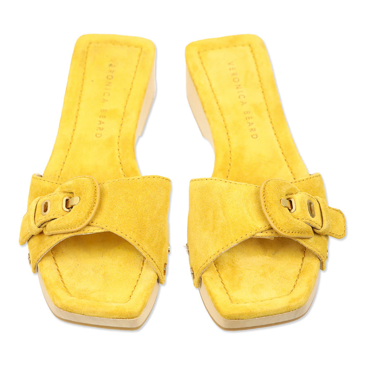 Veronica Beard Saffron Suede Davina Buckle Slide Sandal