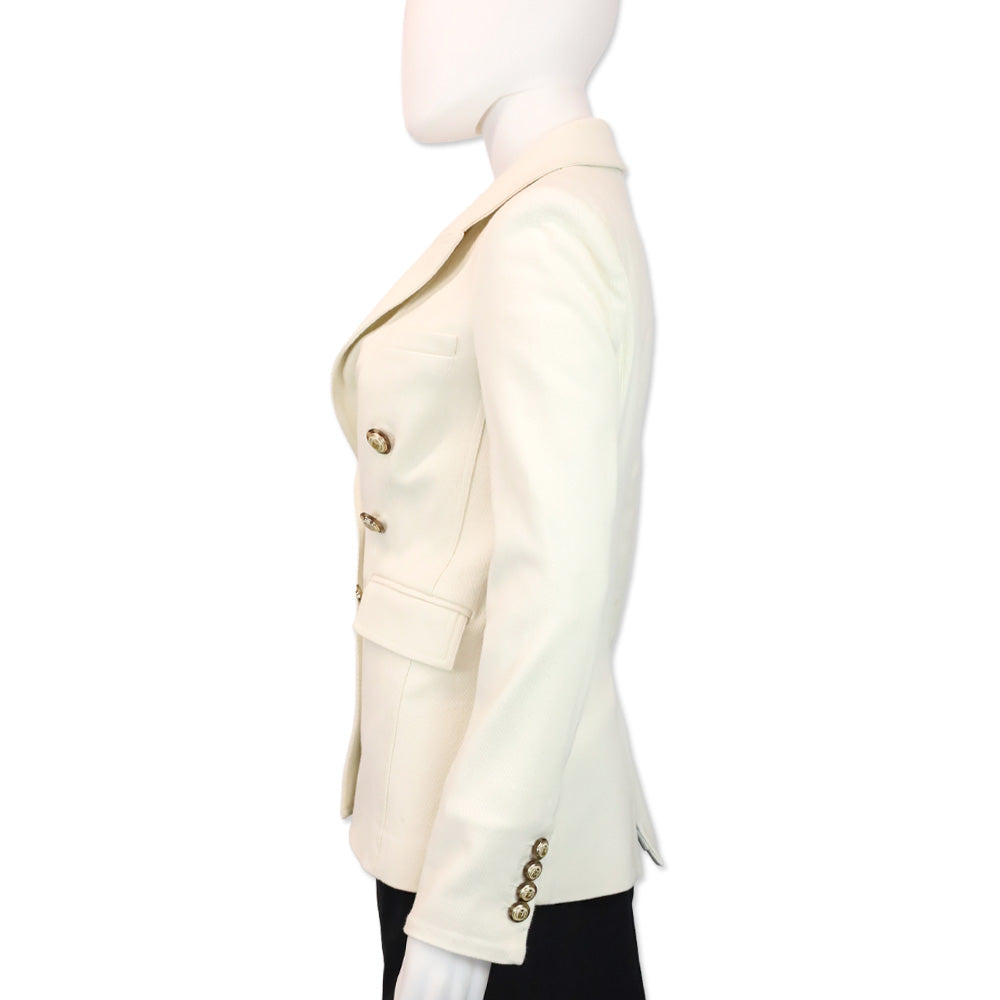Veronica Beard White Denim Double-Breasted Blazer