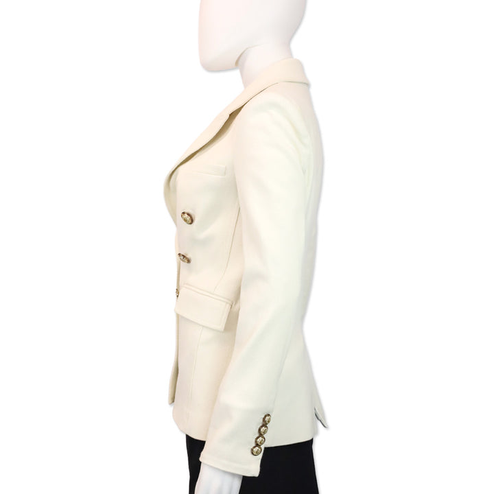 Veronica Beard White Denim Double-Breasted Blazer