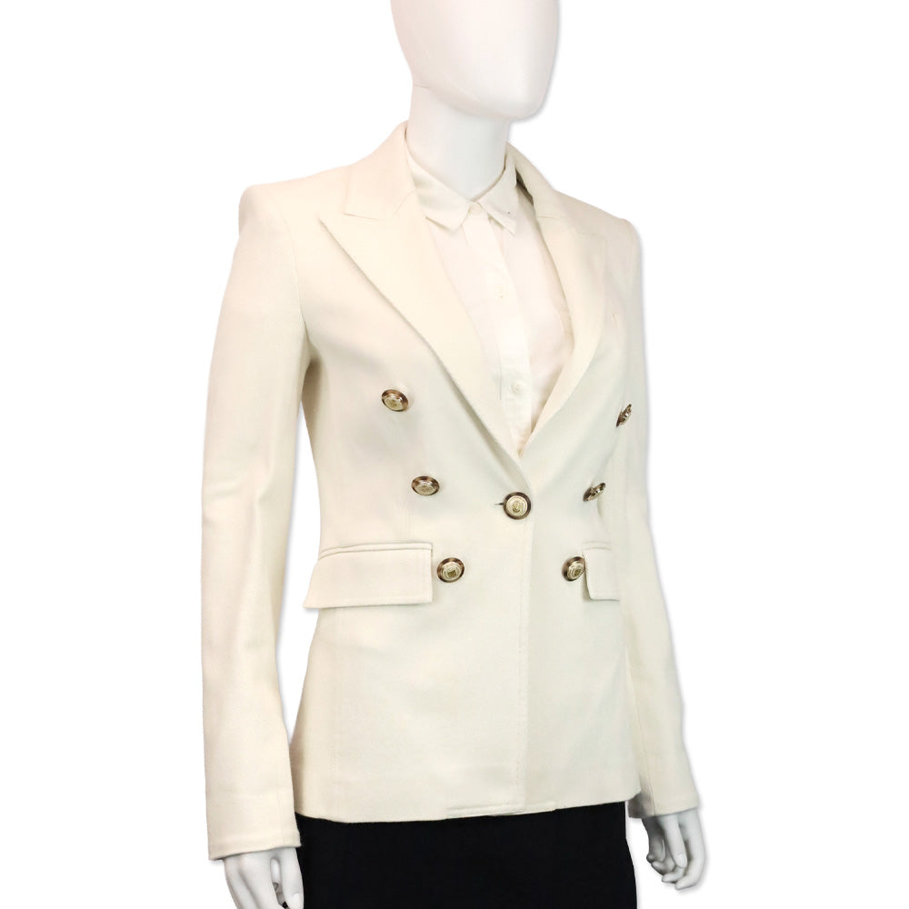 Veronica Beard White Denim Double-Breasted Blazer