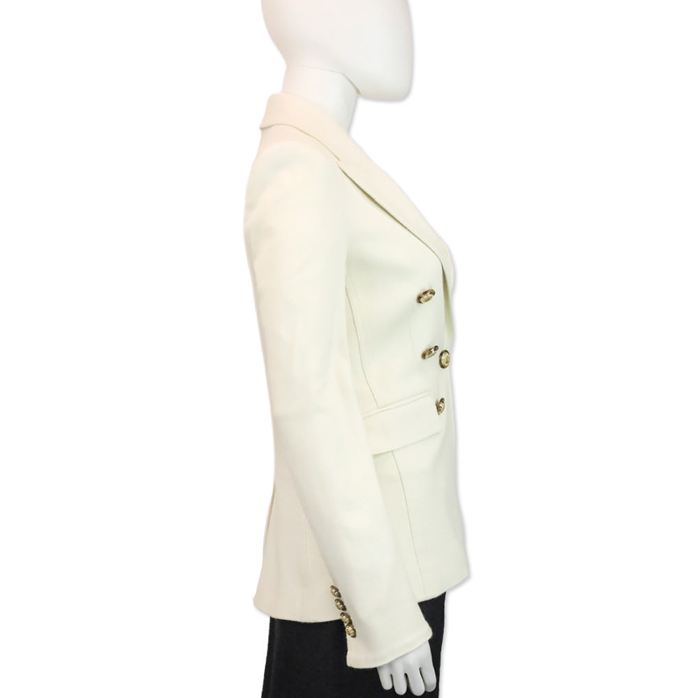 Veronica Beard White Denim Double-Breasted Blazer