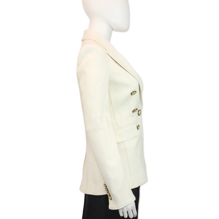 Veronica Beard White Denim Double-Breasted Blazer