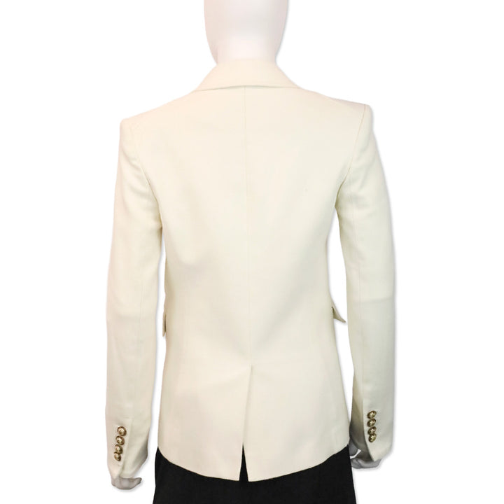 Veronica Beard White Denim Double-Breasted Blazer