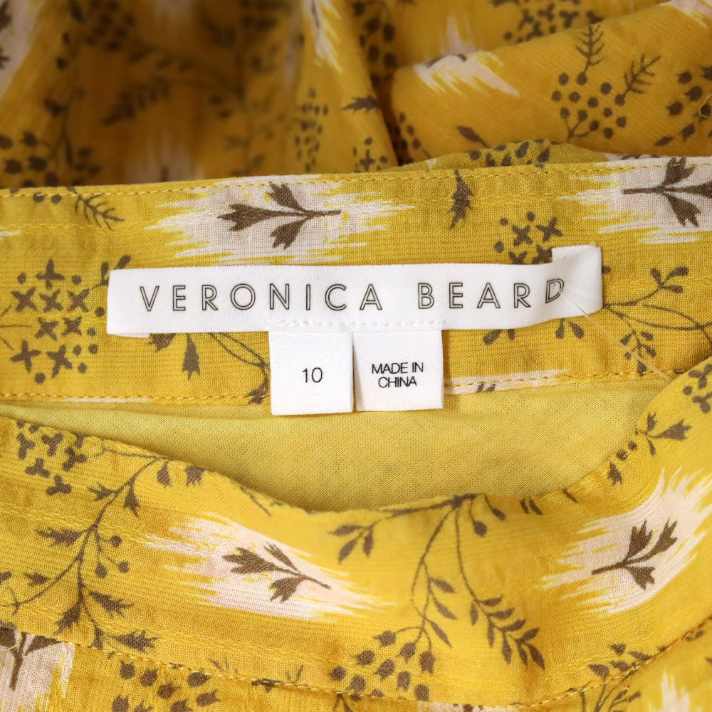 Veronica Beard Yellow Floral Taras Ruched Mini Skirt