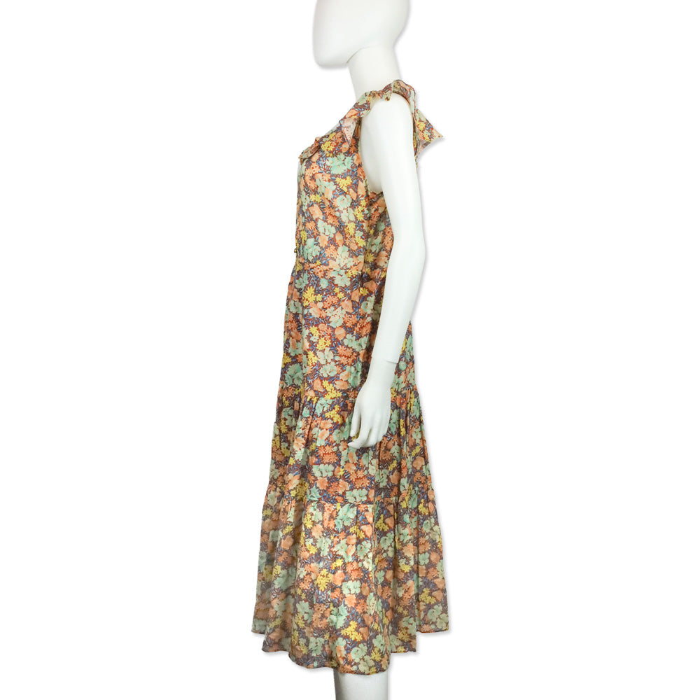 Veronica Beard‎ Malgosia Floral-Print Button-Front Ruffle Midi Dress