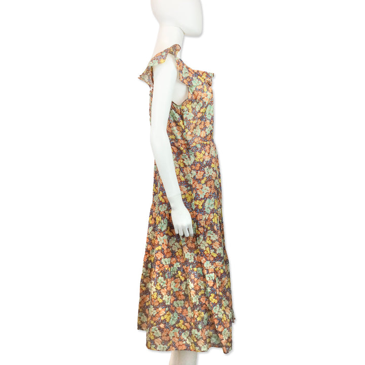 Veronica Beard‎ Malgosia Floral-Print Button-Front Ruffle Midi Dress