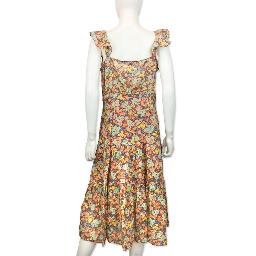 Veronica Beard‎ Malgosia Floral-Print Button-Front Ruffle Midi Dress