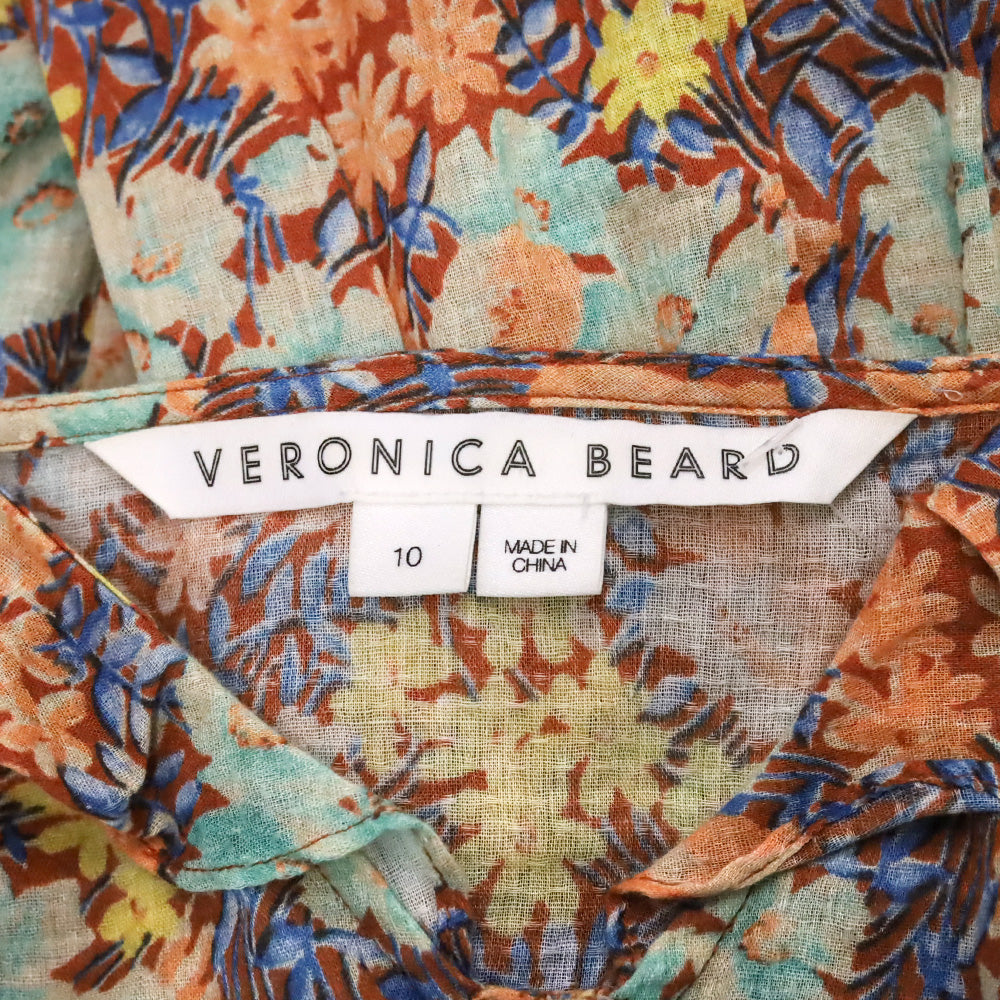 Veronica Beard‎ Malgosia Floral-Print Button-Front Ruffle Midi Dress