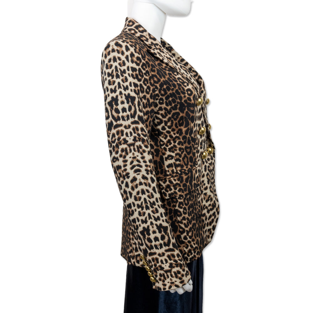 Veronica Beard Animal Print Blazer with Gold Buttons