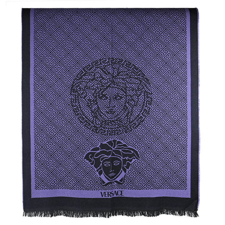 Versace Purple & Black Medusa Knit Oblong Scarf