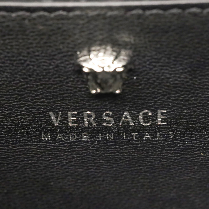 Versace Black Patent Python Leather Palazzo Clutch with Chain