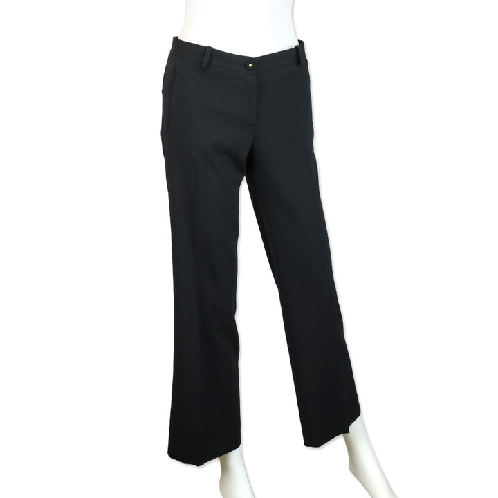 Versace Black Wool Straight Leg Pants