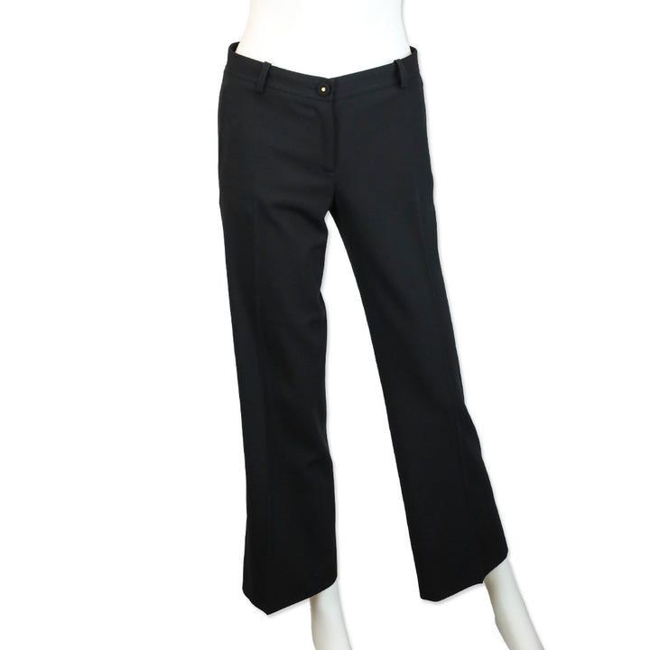 Versace Black Wool Straight Leg Pants