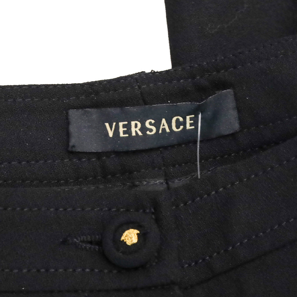 Versace Black Wool Straight Leg Pants