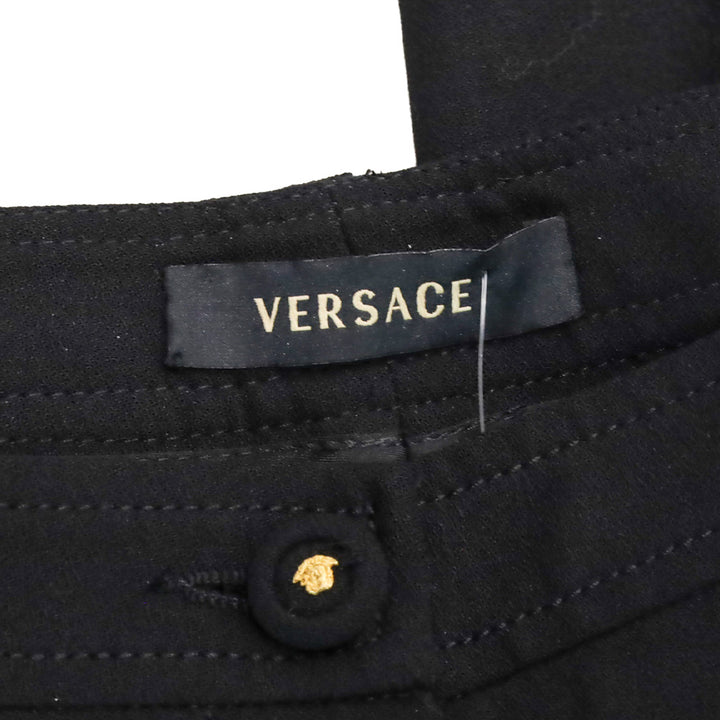 Versace Black Wool Straight Leg Pants