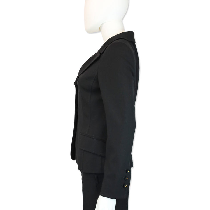 Versace Black Wool Three-Button Blazer