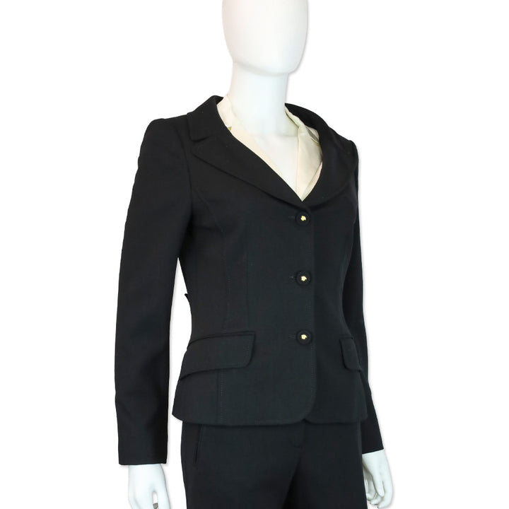 Versace Black Wool Three-Button Blazer