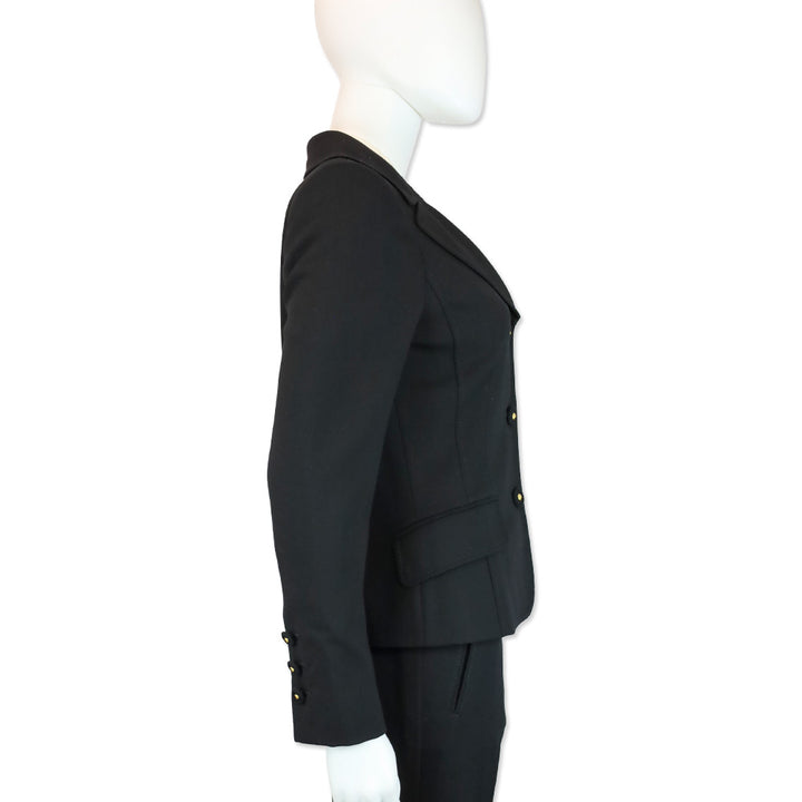 Versace Black Wool Three-Button Blazer