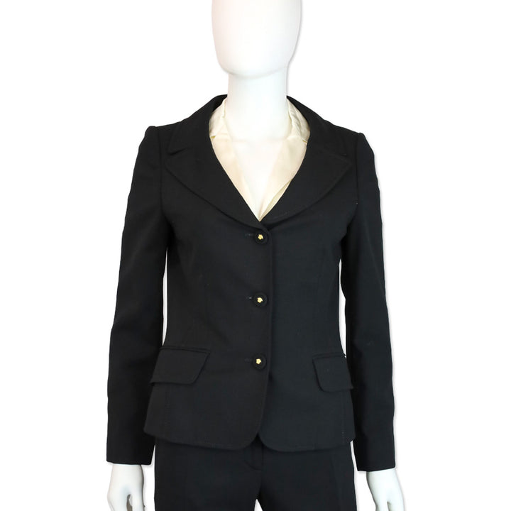Versace Black Wool Three-Button Blazer