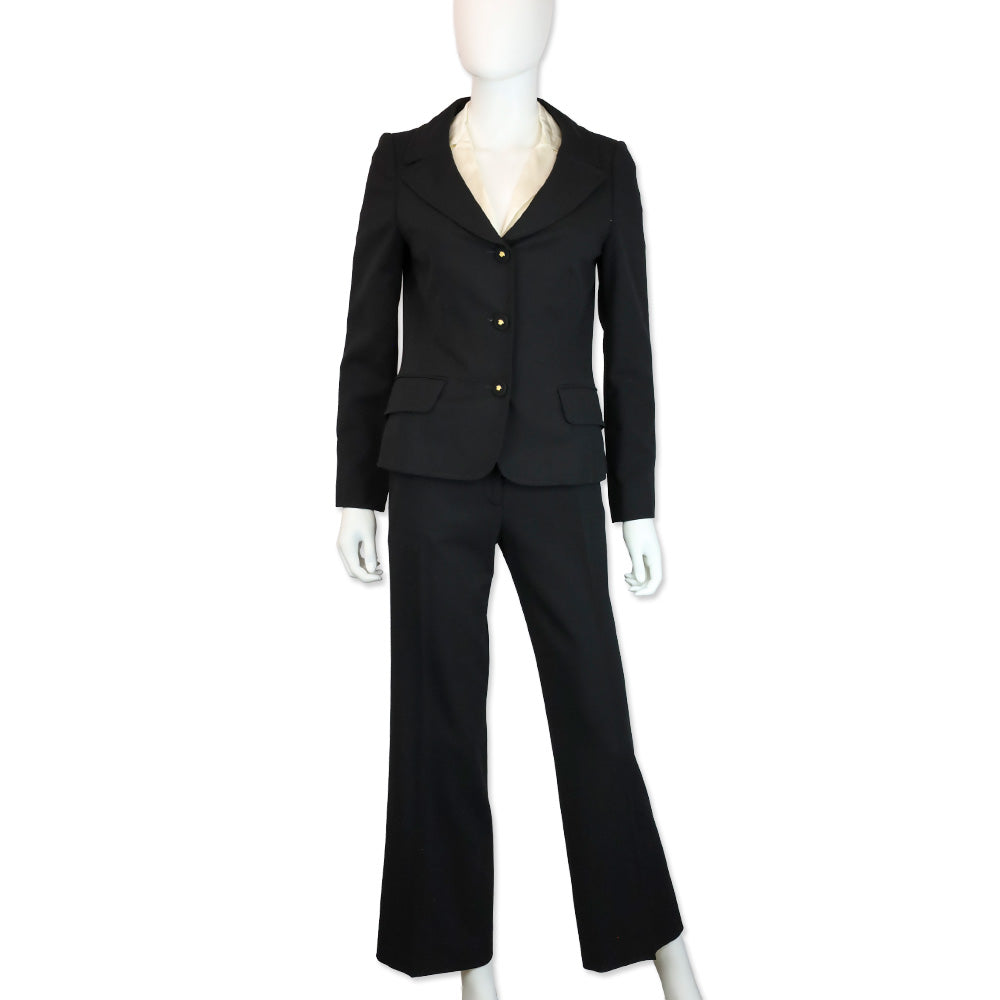 Versace Black Wool Three-Button Blazer
