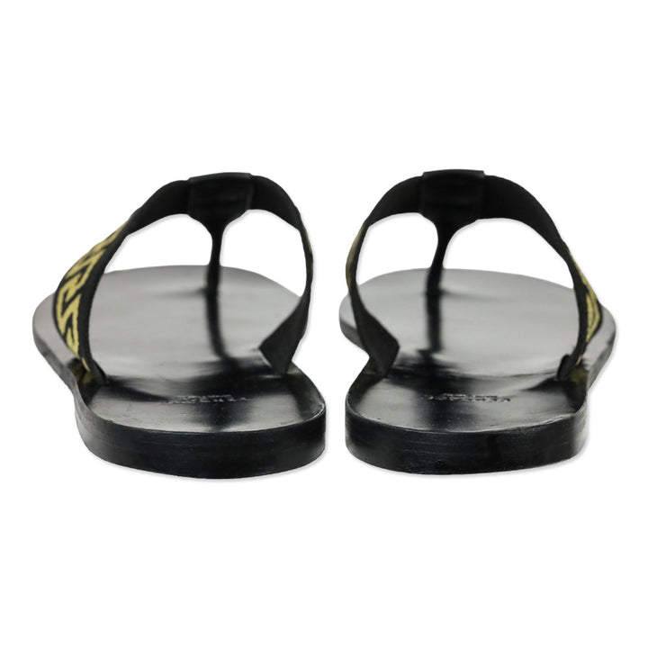 Versace Black/Gold Greca Strap Flip Flop Thong Sandal