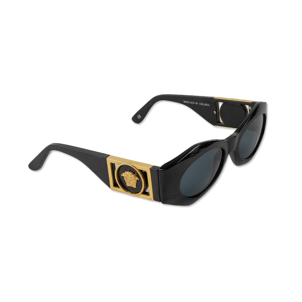 Versace Black and Gold Hexagonal Sunglasses