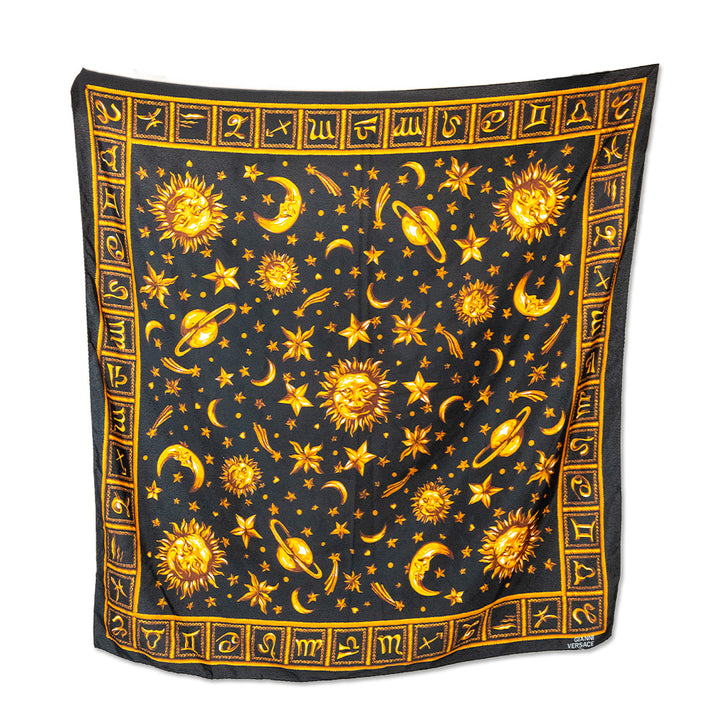 Versace Black and Orange Astrology Scarf