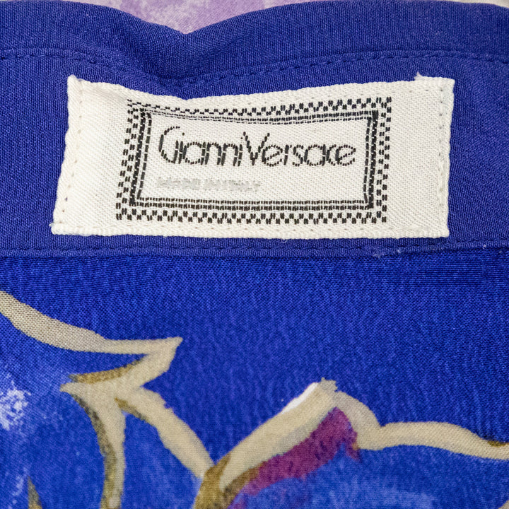 Versace Blue Multicolor Paisley Patterned Silk Button Up