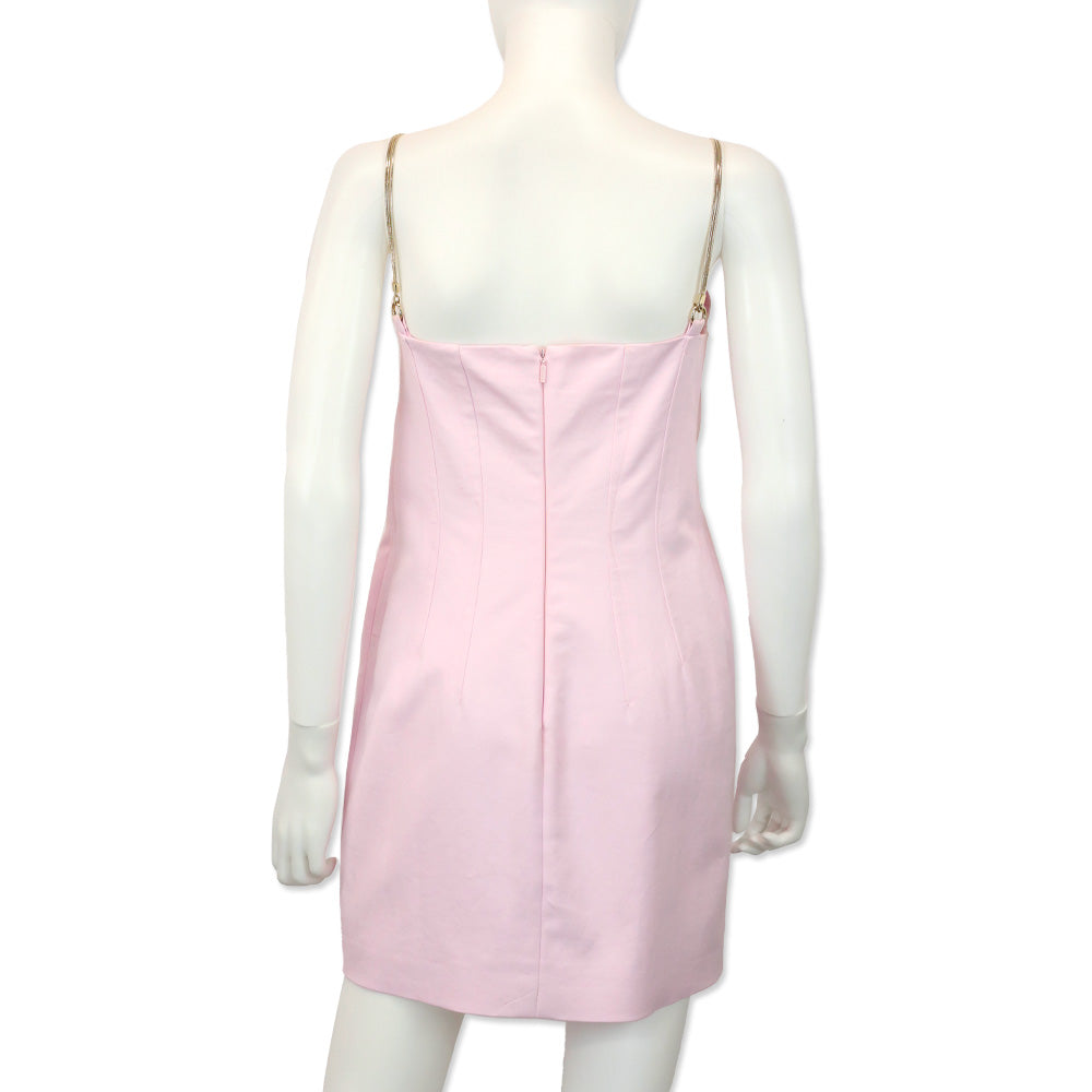 Versace Blush Pink Cotton Chain Link Strap Sleeveless Mini Dress